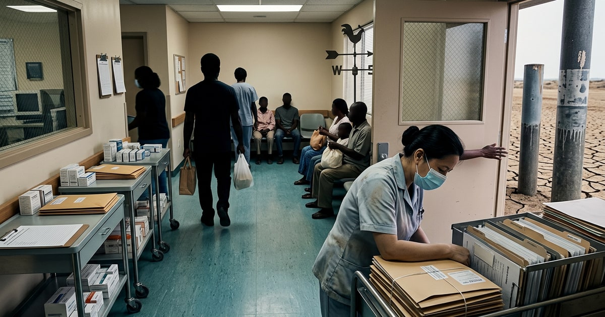 Austere editorial image representing the Pressure Systems edition “Ebola Outbreaks and Bird Flu Strains Breach Fragile Care Borders”.