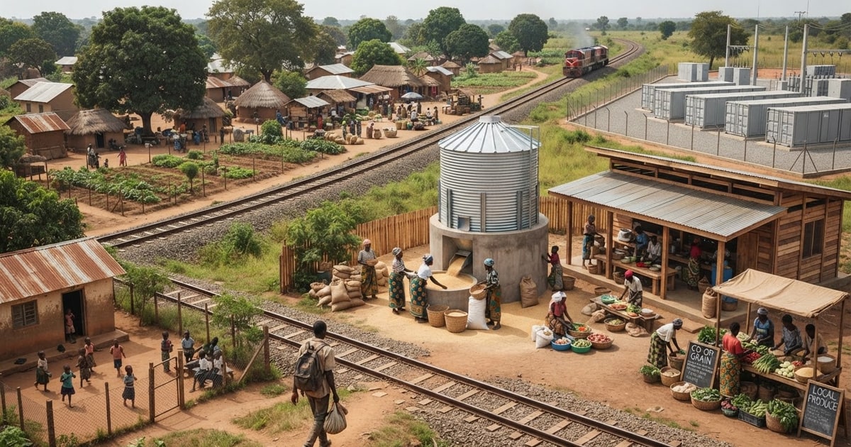 Austere editorial image representing the Pressure Systems edition “Public Grocers and African Silos Challenge Industrial Food Monopolies”.