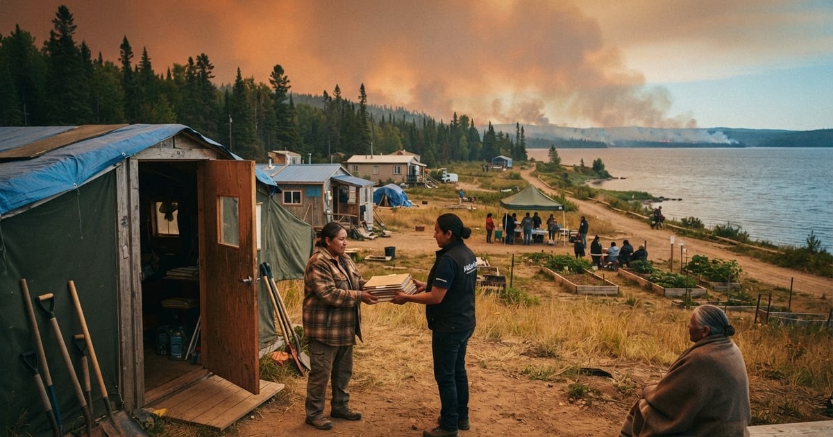 Austere editorial image representing the Pressure Systems edition “First Nations Firefighters and Ignored Plans as Ontario Burns”.