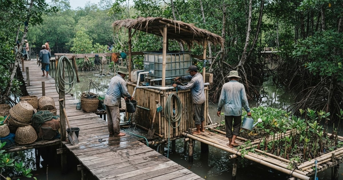 Austere editorial image representing the Pressure Systems edition “Mangroves, Classrooms, and Urban Parks Confront Extreme Heat”.