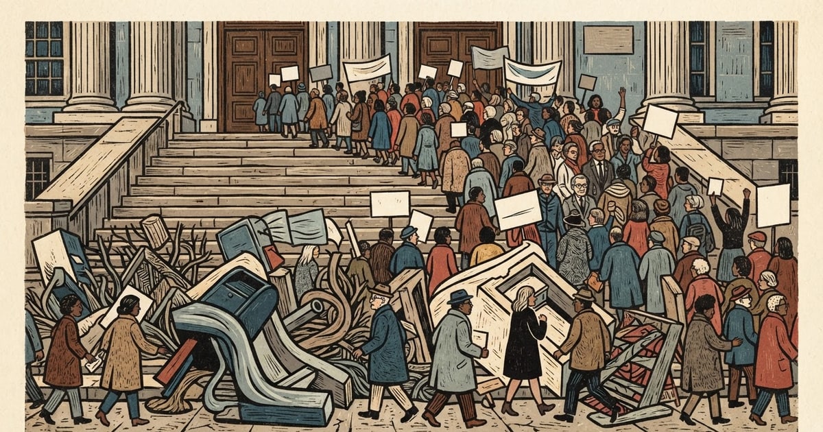 Austere editorial image representing the Pressure Systems edition “Supreme Court Mail-in Ballots Ruling and Midterms Voter Restrictions”.